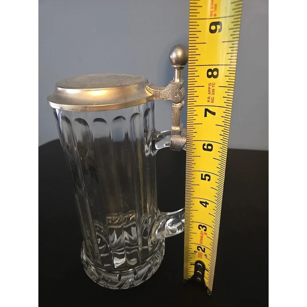 Busch Gardens Glass Beer Stein‎ w/metal Lid 8.5